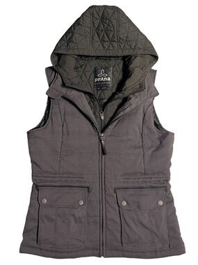 Prana Quilted Hooded Puffer Vest - Charcoal